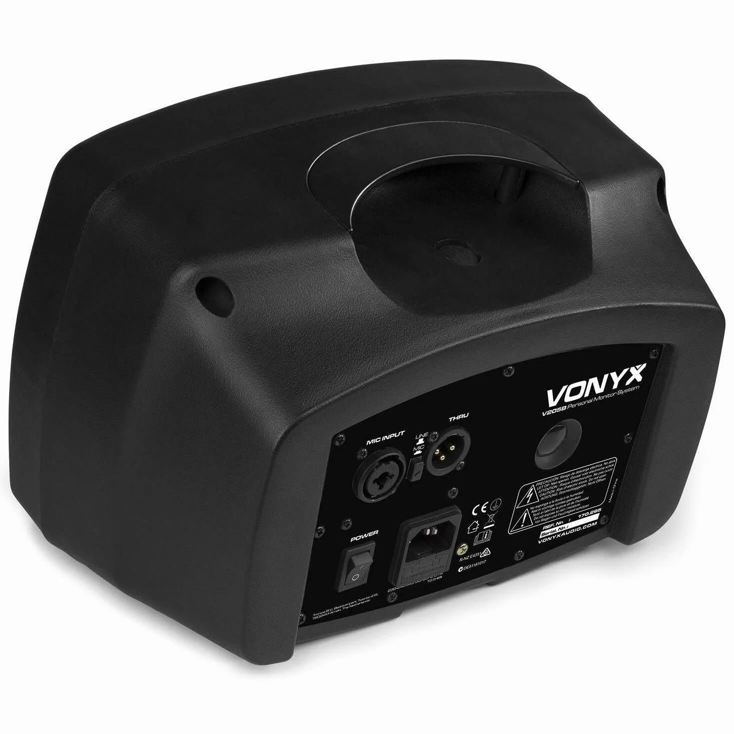 Vonyx V205B Monitor de Escenario - Altavoz Activo de 5 ", conexión inalámbrica Bluetooth, Puerto USB, Entrada de micrófono/Guitarra, Compacto y Ligero, Apto para Montaje en Soporte
