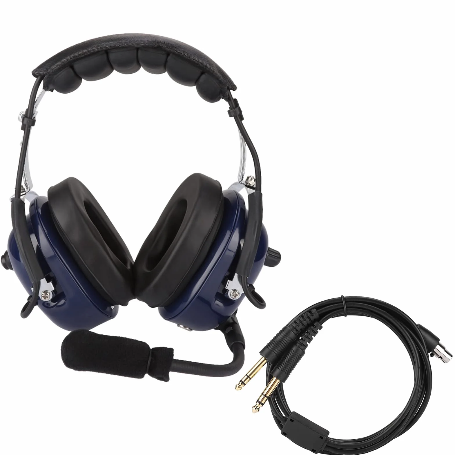 Auriculares de Aviación, Auriculares Piloto de Reducción de Ruido de 24 DB con Espuma de Micrófono a Prueba de Viento y Diadema de Acero Inoxidable, para Pilotos de Aviación