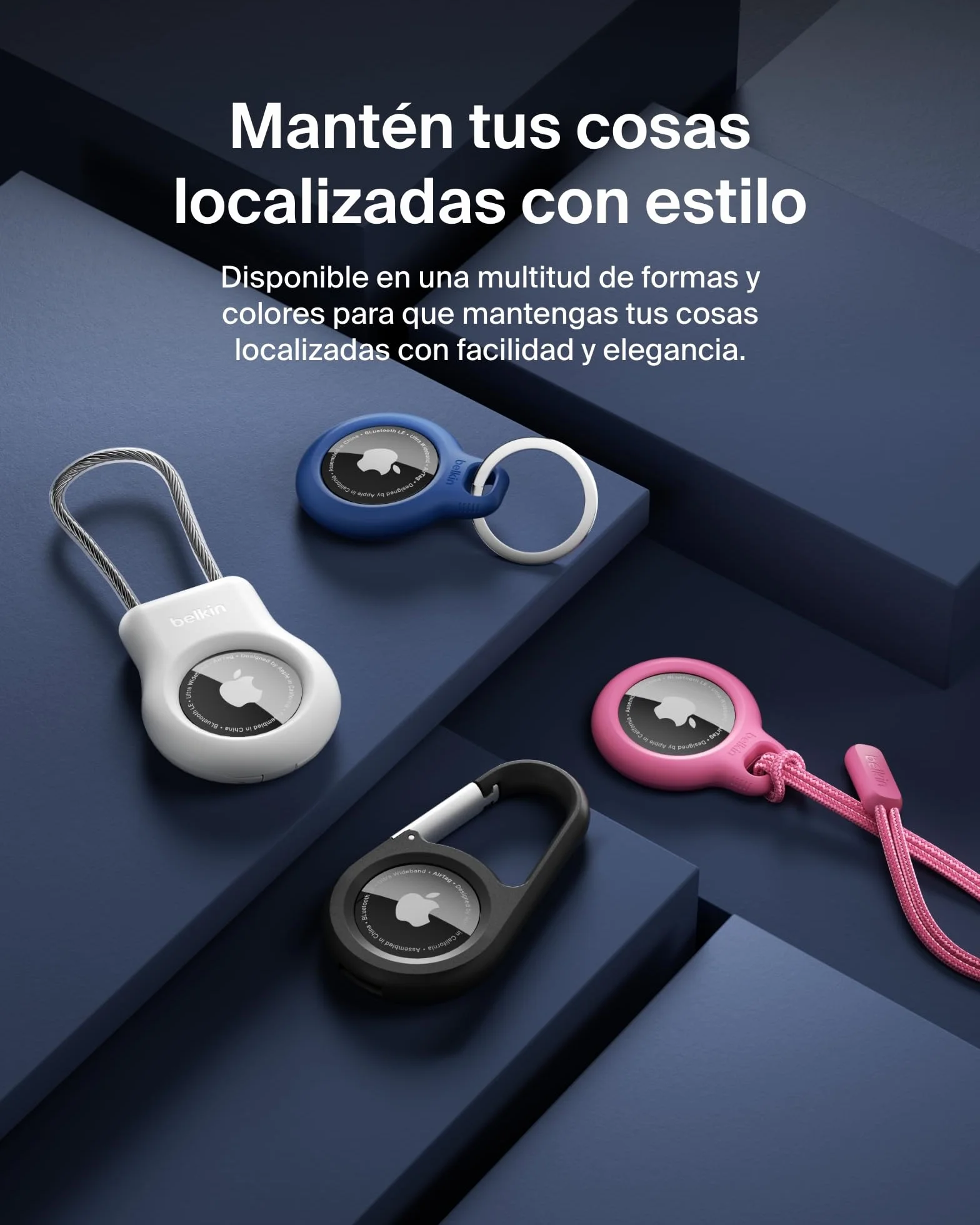 Belkin Llavero AirTag, Funda AirTag Resistente a los Arañazos con Frontal Abierto, Bordes Elevados, Cobertura, Cubierta, Localizador de Llaves, Mascotas, Maletas, Equipaje, Mochila y Otros, Negro