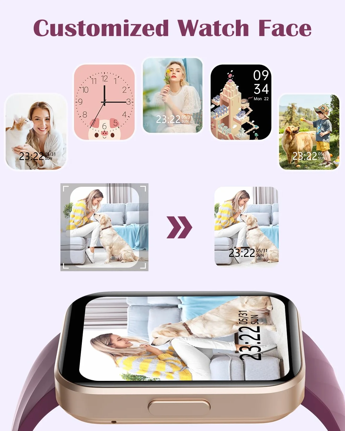RUIMEN Reloj Inteligente Mujer Hombre con Llamada,1,83" Smartwatch con Pulsómetro,Podómetro,Oxímetro,Monitor Sueño,Esfera de reloj personalizada,Impermeable IP68 Pulsera de actividad para iOS Android
