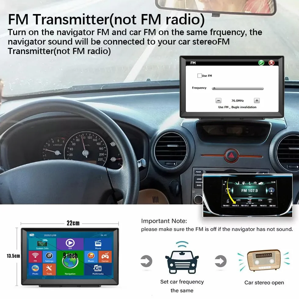 NEWFUN GPS Camiones Profesional 9 Pulgadas Navegador GPS Coche 2025 Mapas Europa