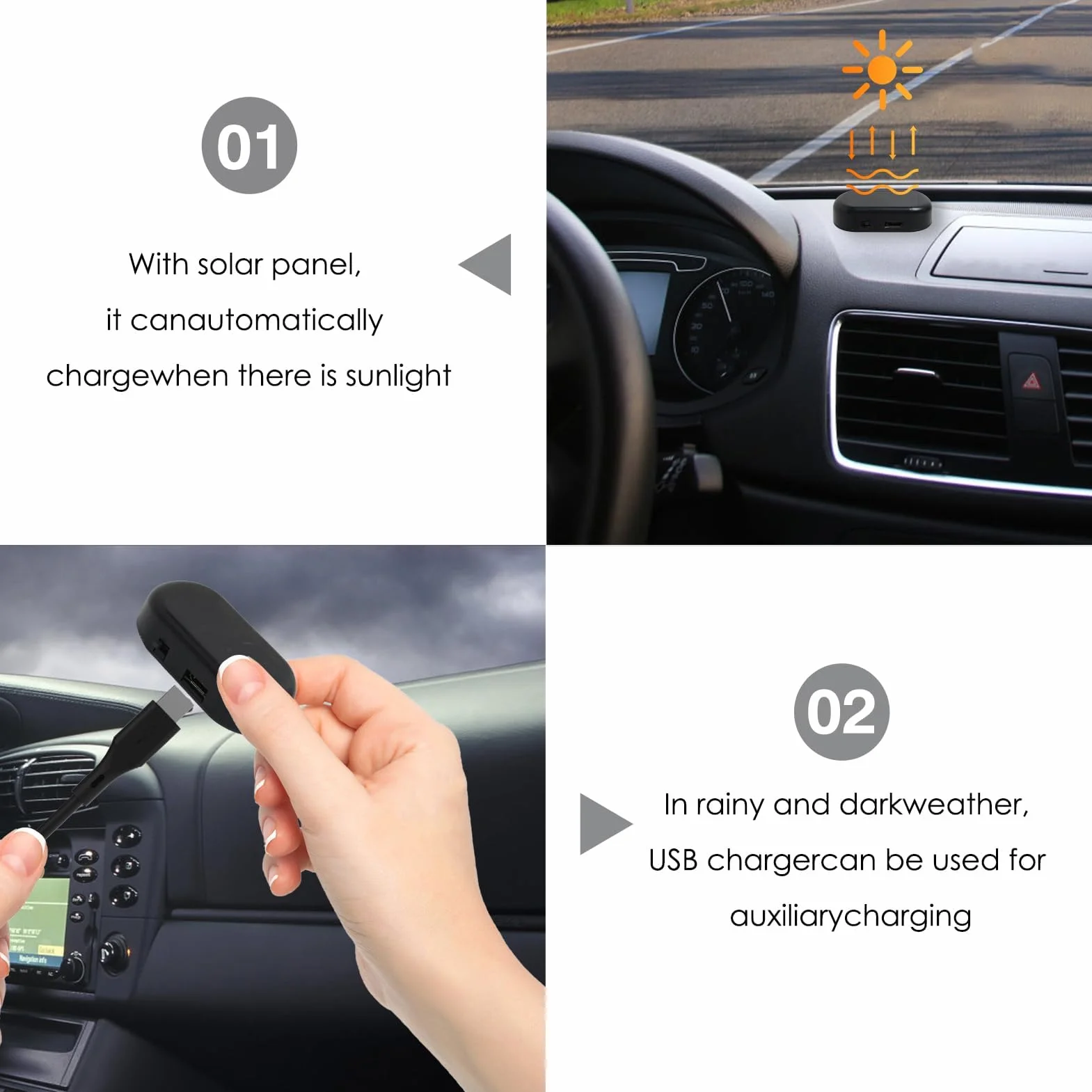 2PCS LED luz Antirrobo Solar Power Simulated Car Alarm Antirrobo Luces de Advertencia Energía Solar Simulada Luz de Seguridad Antirrobo con Puerto USB para La Mayoría de Los Coches(Rojo)