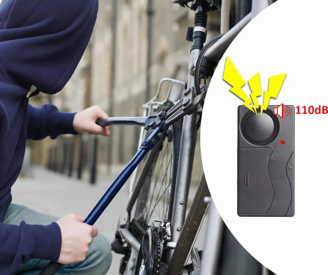 Mengshen Alarma Antirrobo para Bicicleta Alarma Seguridad Vibración Sensor Movimiento Sistema Alarma Seguridad para E-Bike Bicicleta Puerta Ventana Coche 110dB Loud (2 Mando a Distancia Incluido)