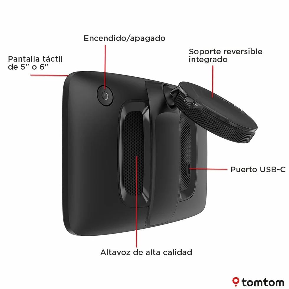 TomTom GO Classic 2nd GPS Coche 5" Tráfico Alertas Radares Mapas Europa Wi-Fi Carriles Soporte Reversible