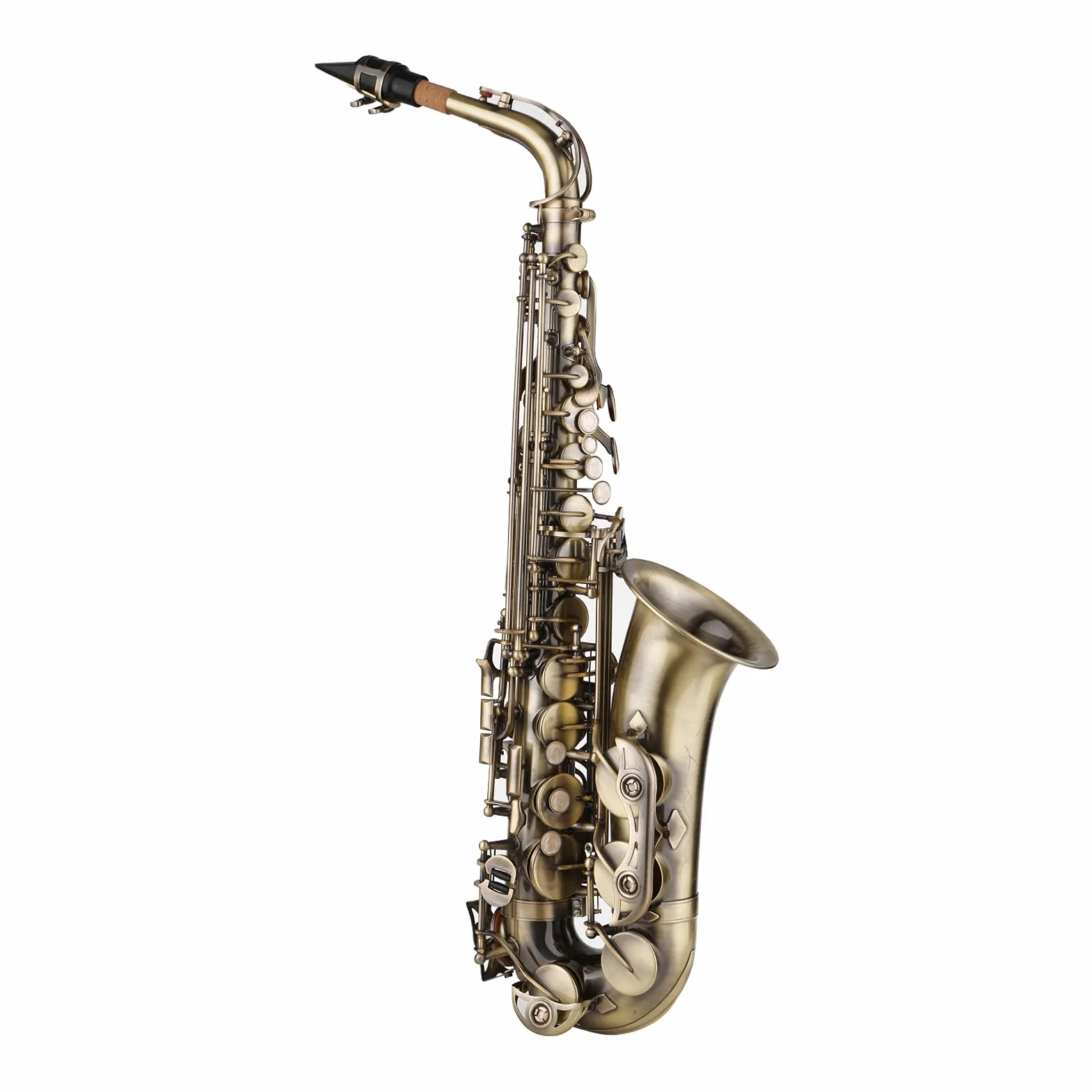 SUNGOOYUE Saxofón Alto, Estilo de Estilo de Viento de Madera de Saxo de Vintage con Estuche para Principiantes, Toda la Construcción de Cobre para una Mejor Producción de Tono, Níquel Negro, Ideal