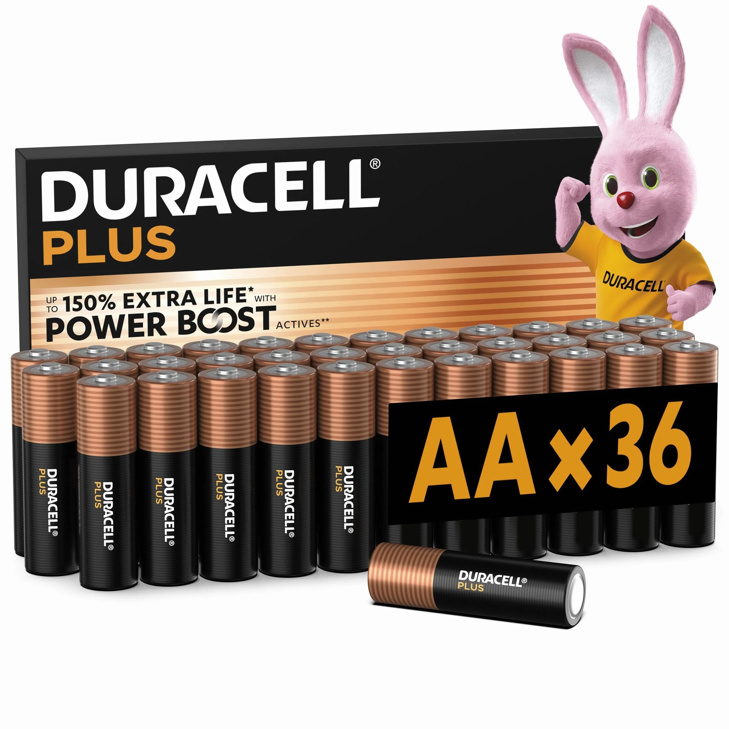 DURACELL Plus Pilas AA 1,5 V Alcalinas Paquete 36 MN1500