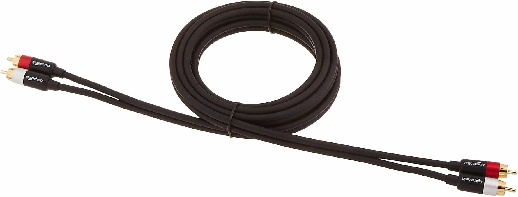 Amazon Basics 2 kable audio RCA 2.4 m pozłacane złącza czarny