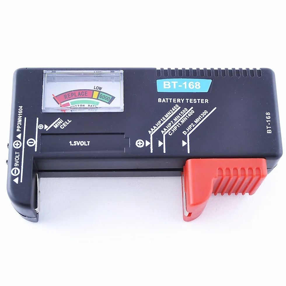 REY Comprobador Analógico de Pilas y Baterías BT-168, Tester Universal de Carga