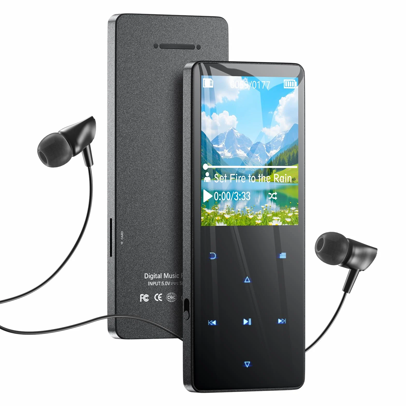Reproductor MP3 de 64 GB con Bluetooth 5.3, Reproductor de música portátil con Altavoz Integrado, Lector de Audio Digital para Deportes con Dictado, Radio FM, Compatible con Tarjetas de Memoria de