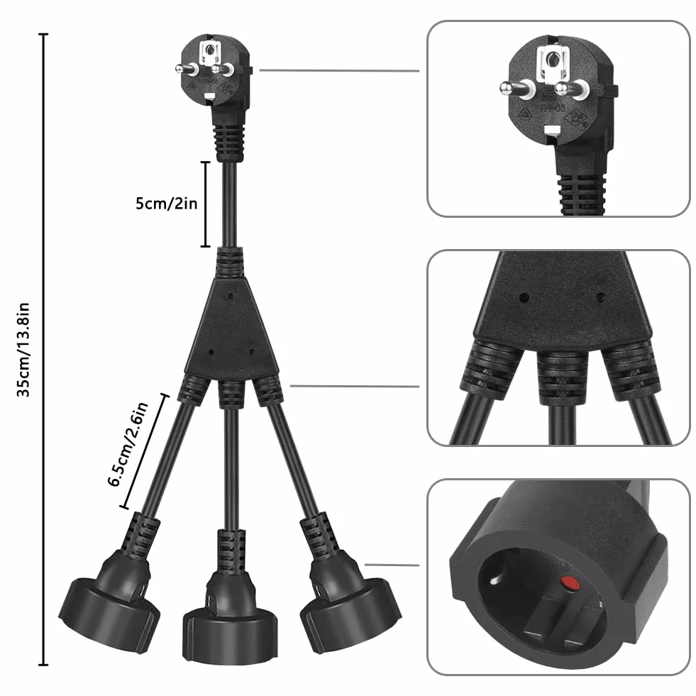 URAQT Cable alargador IP44 250V 16A 3 enchufes