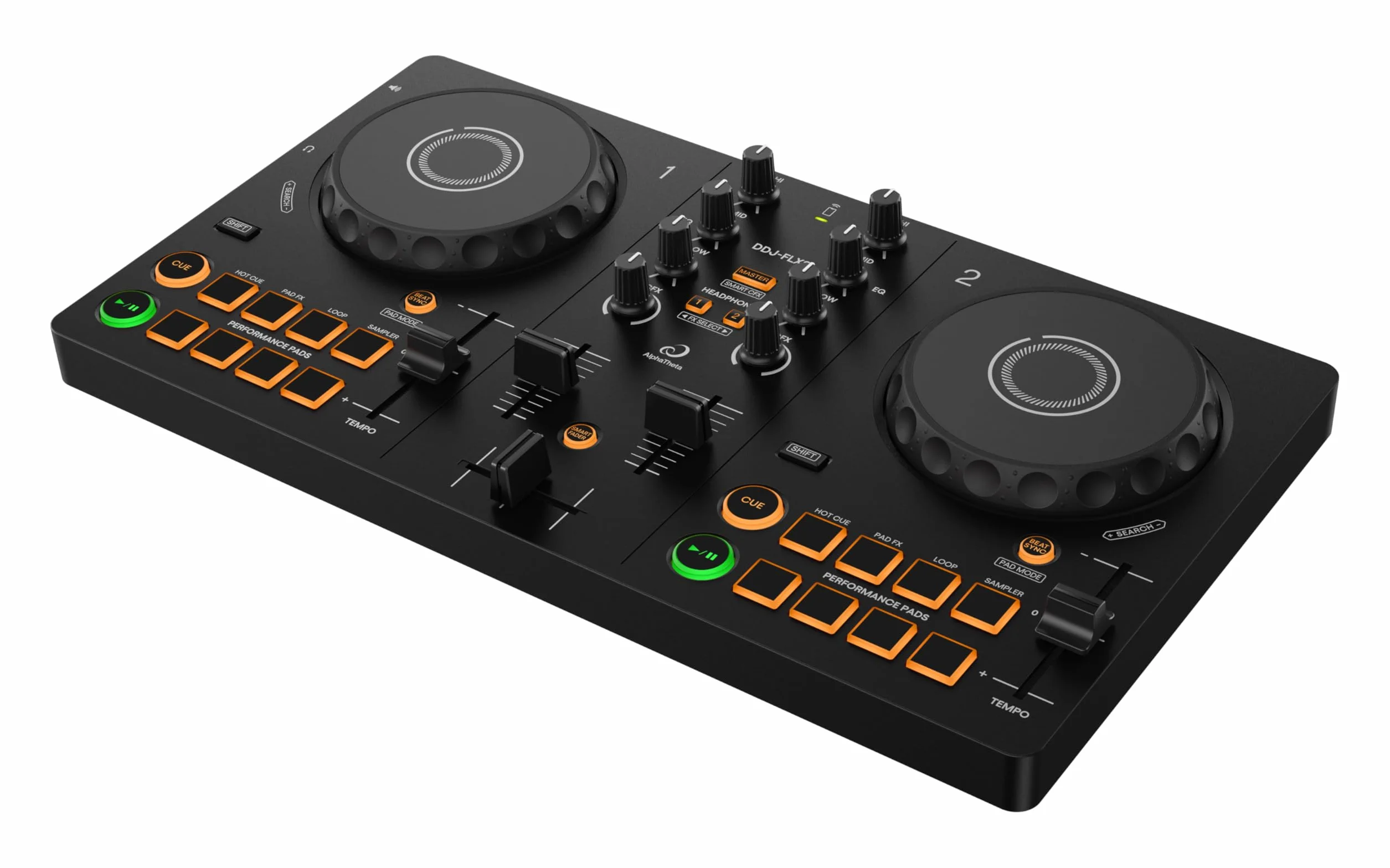 AlphaTheta Pioneer DJ DDJ-FLX2. Controlador portatil, de 2 Canales, alimentación por USB y con Diseño Profesional – Compatible con Servicios de Streaming Musical – Ideal para Nuevos DJs