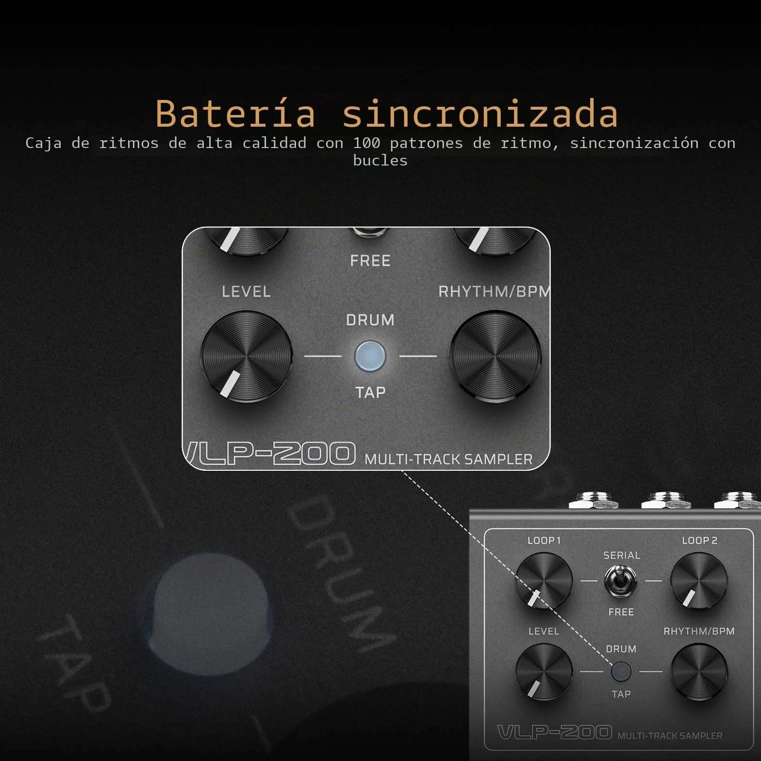 VALETON Pedal Looper Doble Pista Estéreo 99 Espacios de almacenamiento de proyectos Soporte de software Looper para guitarra, bajo, teclado, voz Batería VLP-200
