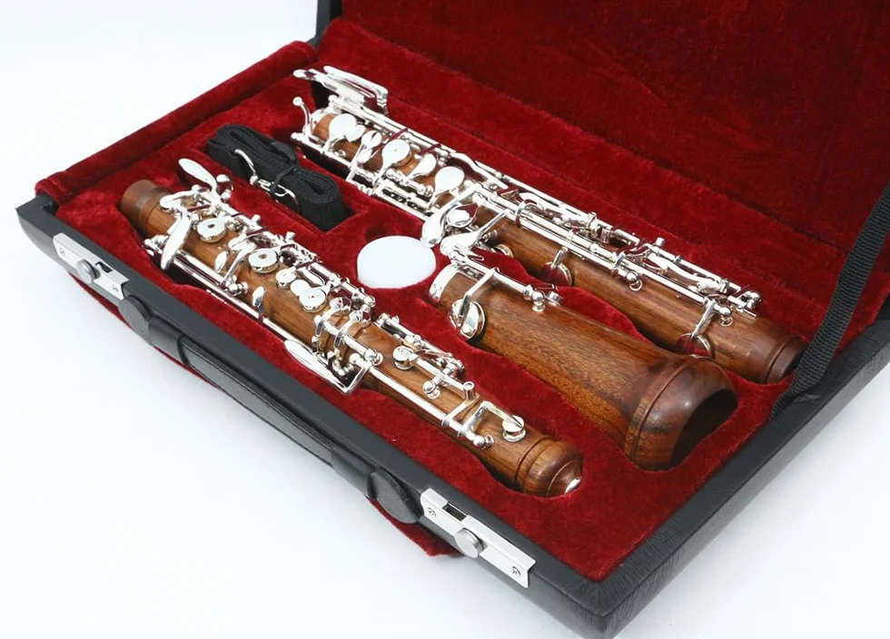 Llave C profesional para oboe de ébonita/palisandro, bifurcada, 3ª octava, llave F izquierda (plateado)