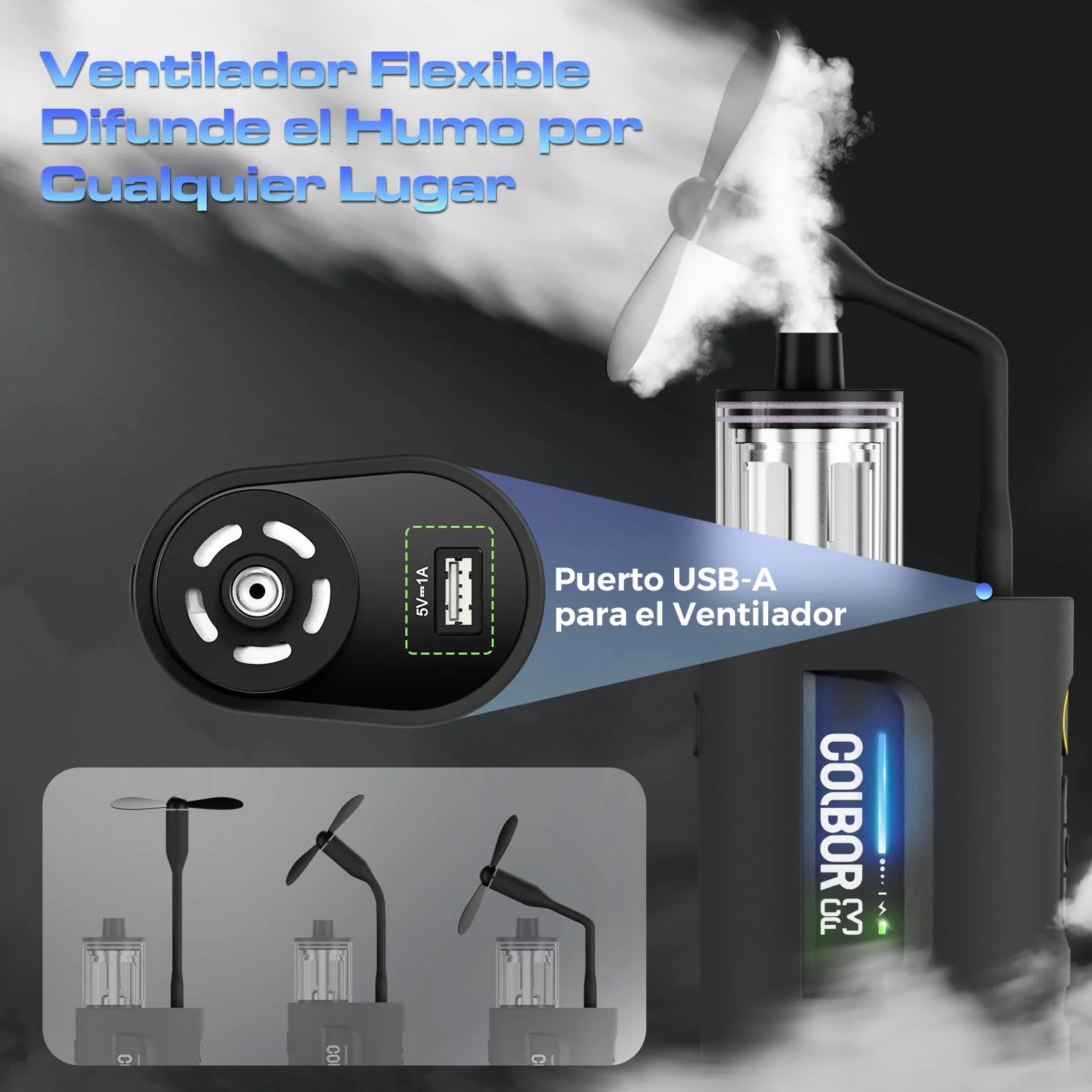 Máquina de Humo Portátil con Control Remoto, COLBOR CF3 Mini Máquina de Niebla de Mano con Protección contra Inclinación de 60°, Generador de Niebla para Fotografía Fiestas Escenas Cosplay Halloween