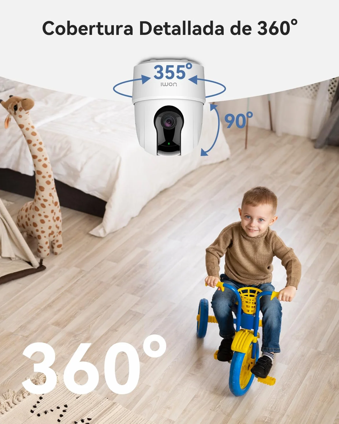 Imou Cámara IP WiFi Interior 2K (3MP) con Detección de Humano, 360°, Audio Bidireccional, Compatible con Alexa