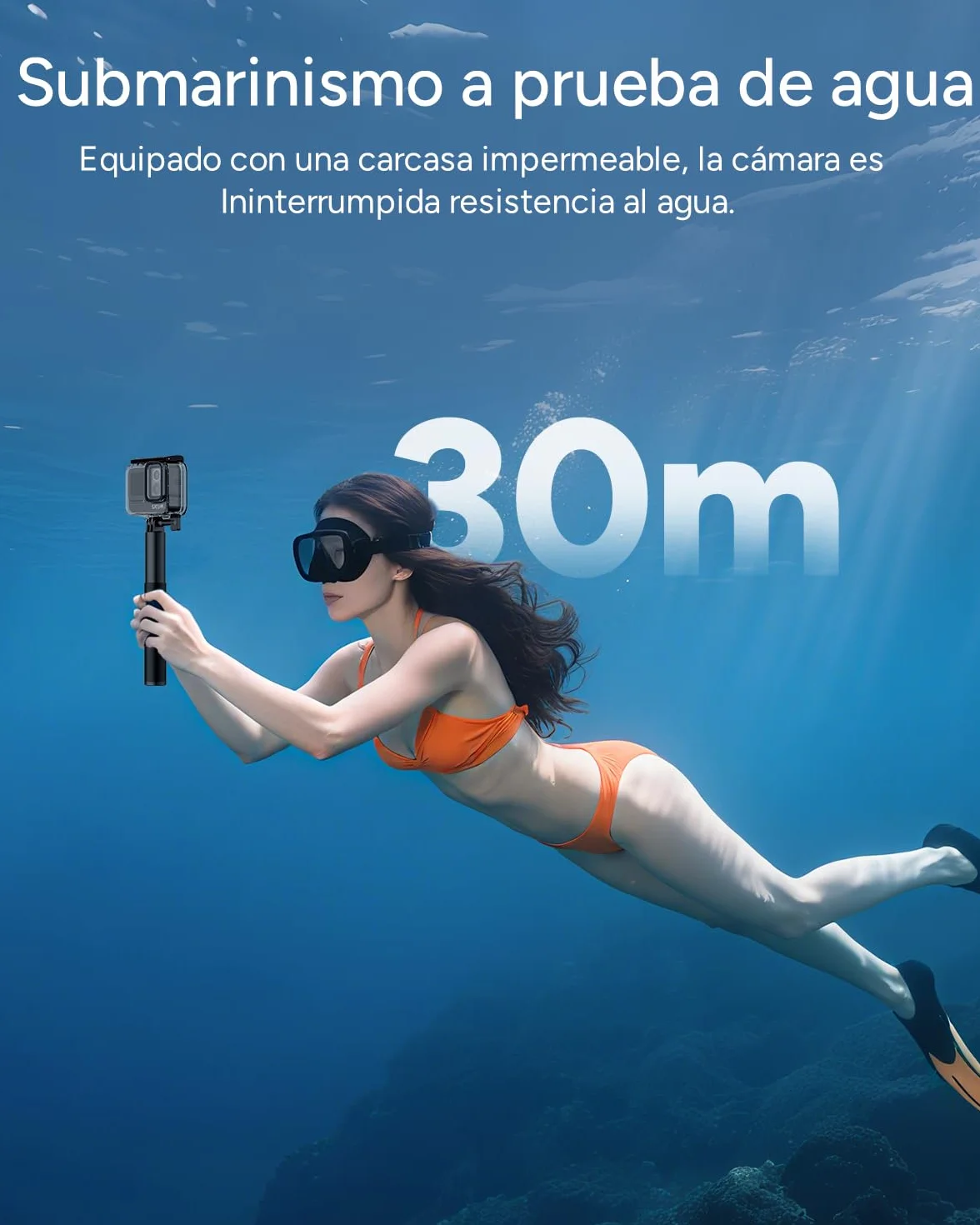 SJCAM SJ20 Micrófono Pack Cámara Deportiva-Doble Objetivo 4K con Palo Selfie de 8 h, Modo Super Nocturno, Zoom 8X, Action CAM Resistente al Agua para Viajes, Vlogs,Sin Tarjeta