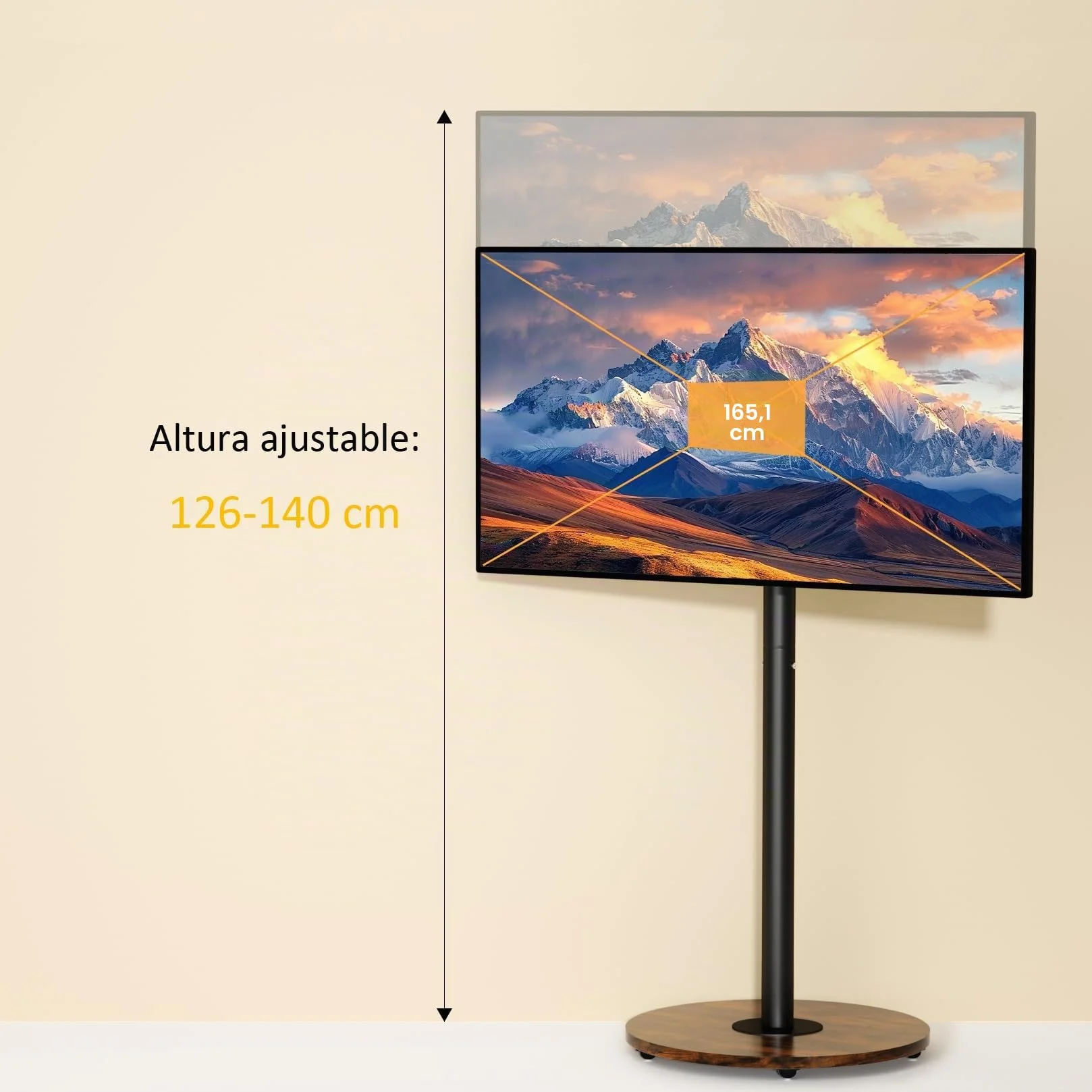 UNHO Soporte TV con Ruedas para 40-75 Pulgadas, Pie de Suelo LED/LCD, Ajuste Altura, 50kg, VESA 600x400 mm, Negro