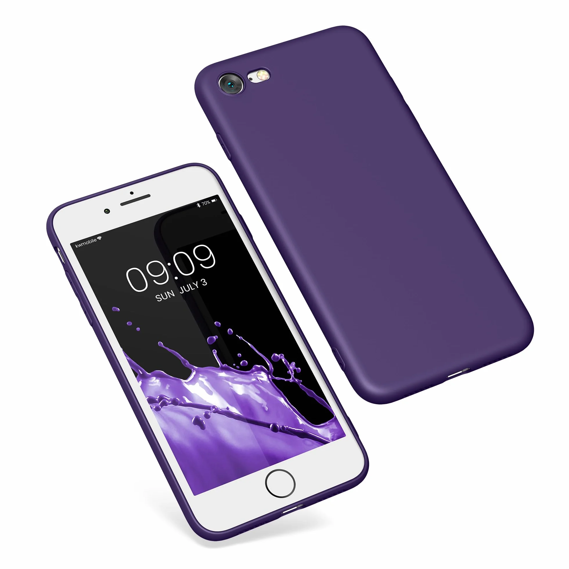 kwmobile Funda para Apple iPhone SE 2022/2020 8 7 - Carcasa con Bordes elevados - Carga inalámbrica - Púrpura Mate