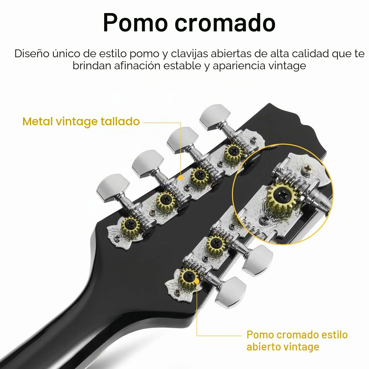 Donner Mandolina Instrumento en Caoba Mandolina Musical 8 Cuerdas Estilo A Set Mandolinas Tradicional con Afinador Cuerdas Funda y Púas (Negro, DML-100B)
