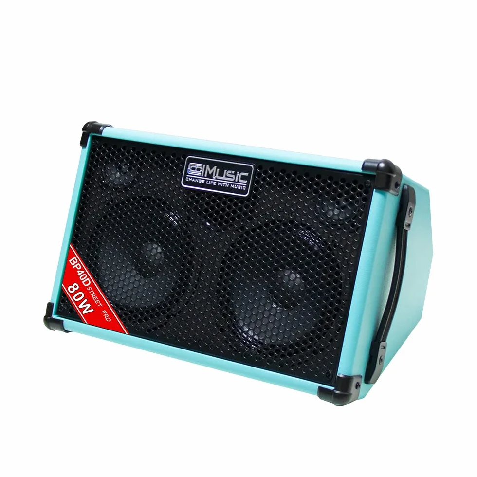 BP40D Amplificador de guitarra acústica Busking Amp - Altavoz Bluetooth portátil de 80 W con batería, efecto de retardo de reverberación de coro, 6 entradas, ecualizador de 3 bandas.
