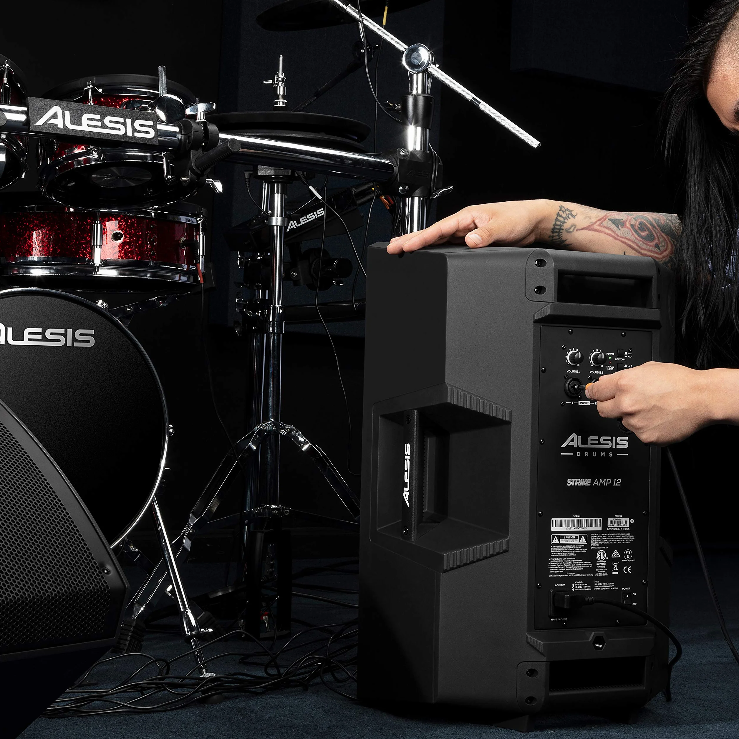 Alesis Strike Amp 12 MK2 - Altavoz Amplificador de 2500W para batería electrónica con Bluetooth, woofer 12", conmutador EQ HPF y conmutador Ground-Lift