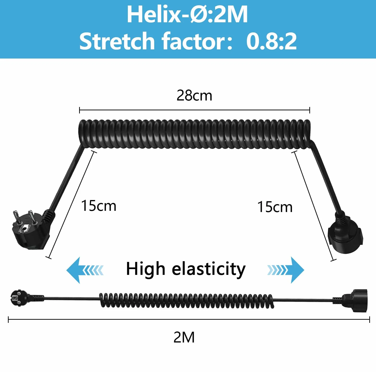 Alargo Cable Alargador 230V/16 A 3 x 1,0 mm² Schuko IP20 Negro