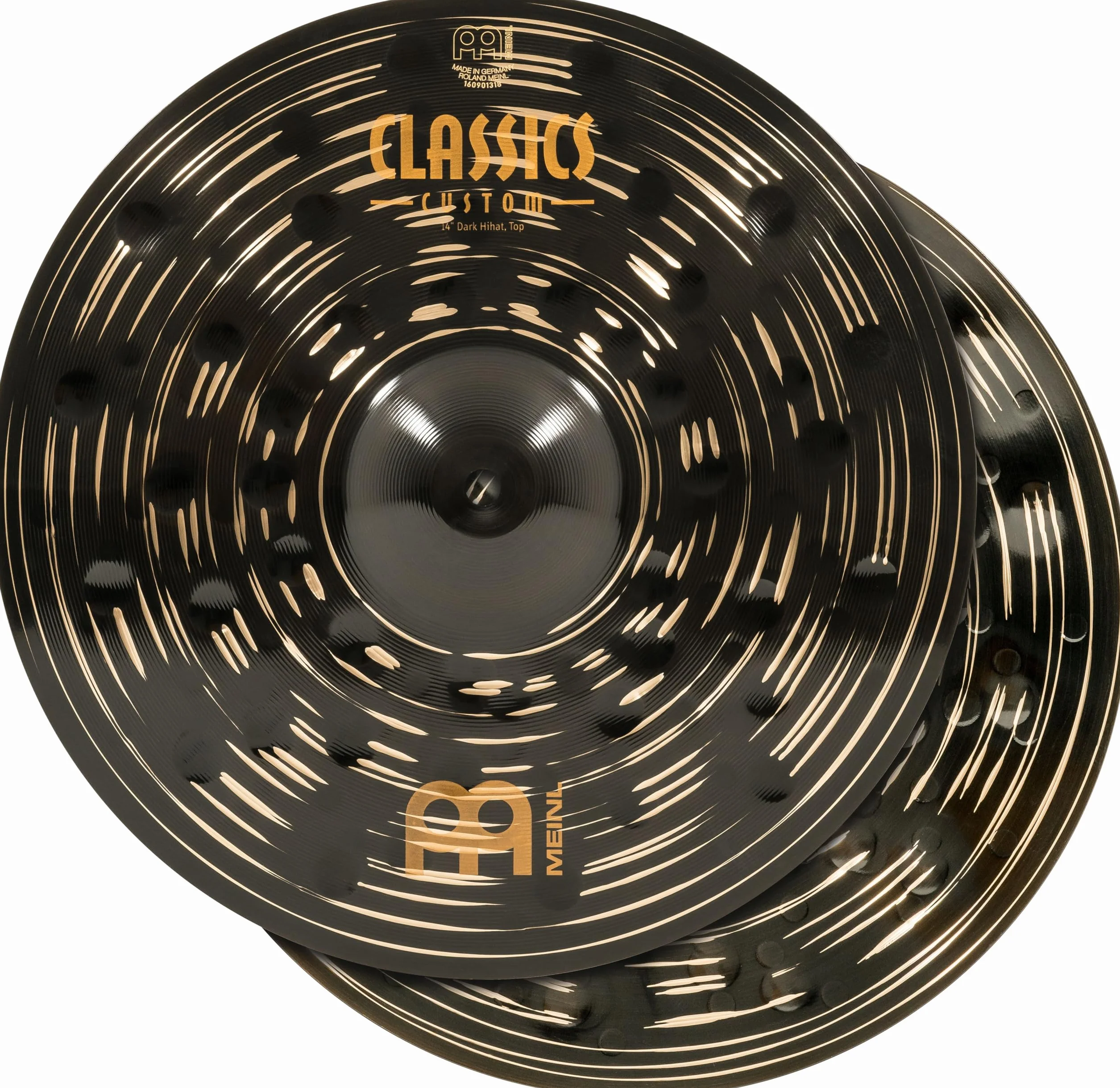 Meinl Cymbals Classics Custom Dark Plato Hihat de 14 pulgadas (35,56cm) Platillos de Batería - Pareja - Bronce B12, Acabado Oscuro (CC14DAH)