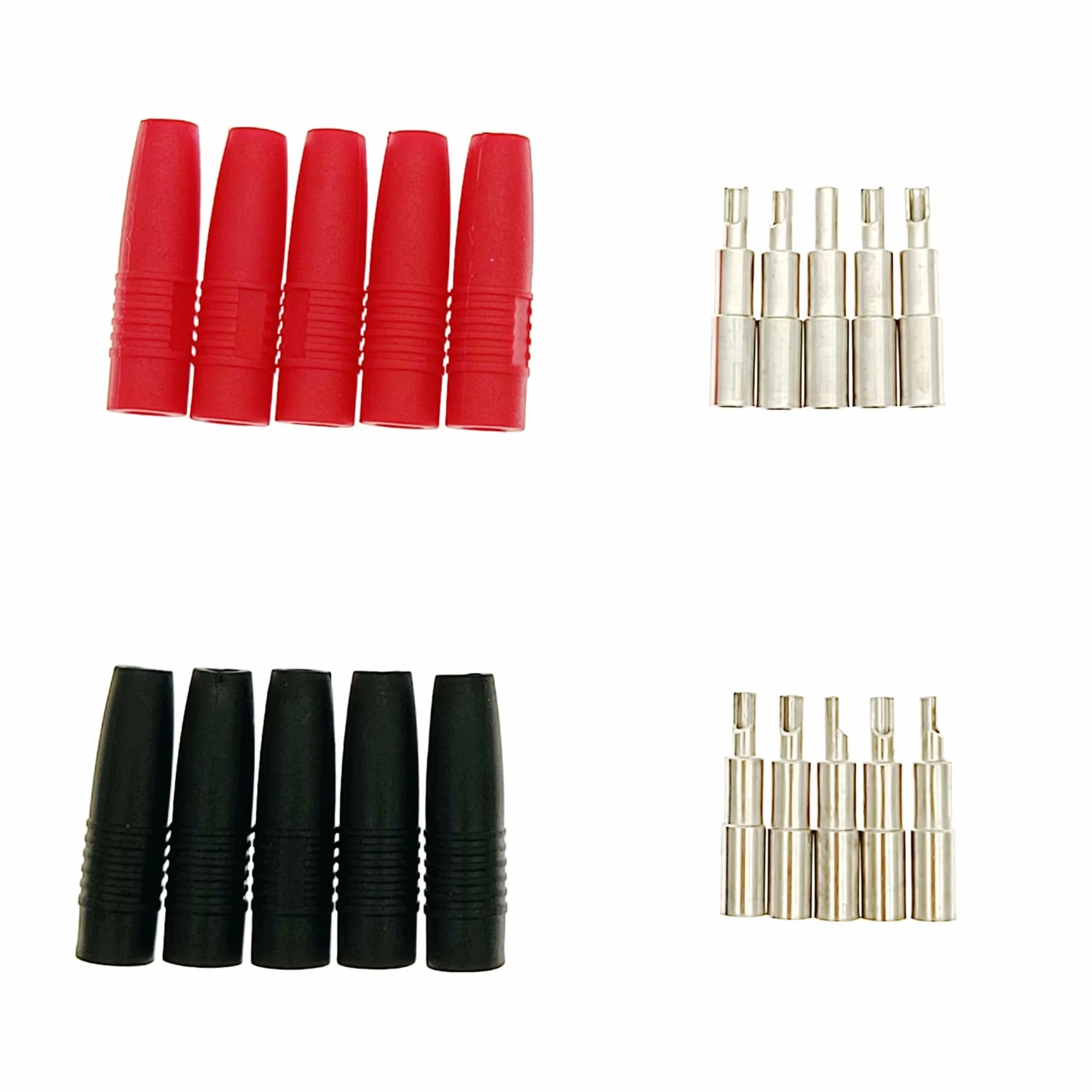 JZK 10 Piezas Conectores Tipo Banana de 4 mm, 1000 V, 10 A, Extensor de Conector Aislado para Conector Tipo Banana Desnudo, Conector de Conector Tipo Banana Hembra para Altavoz, Rojo y Negro