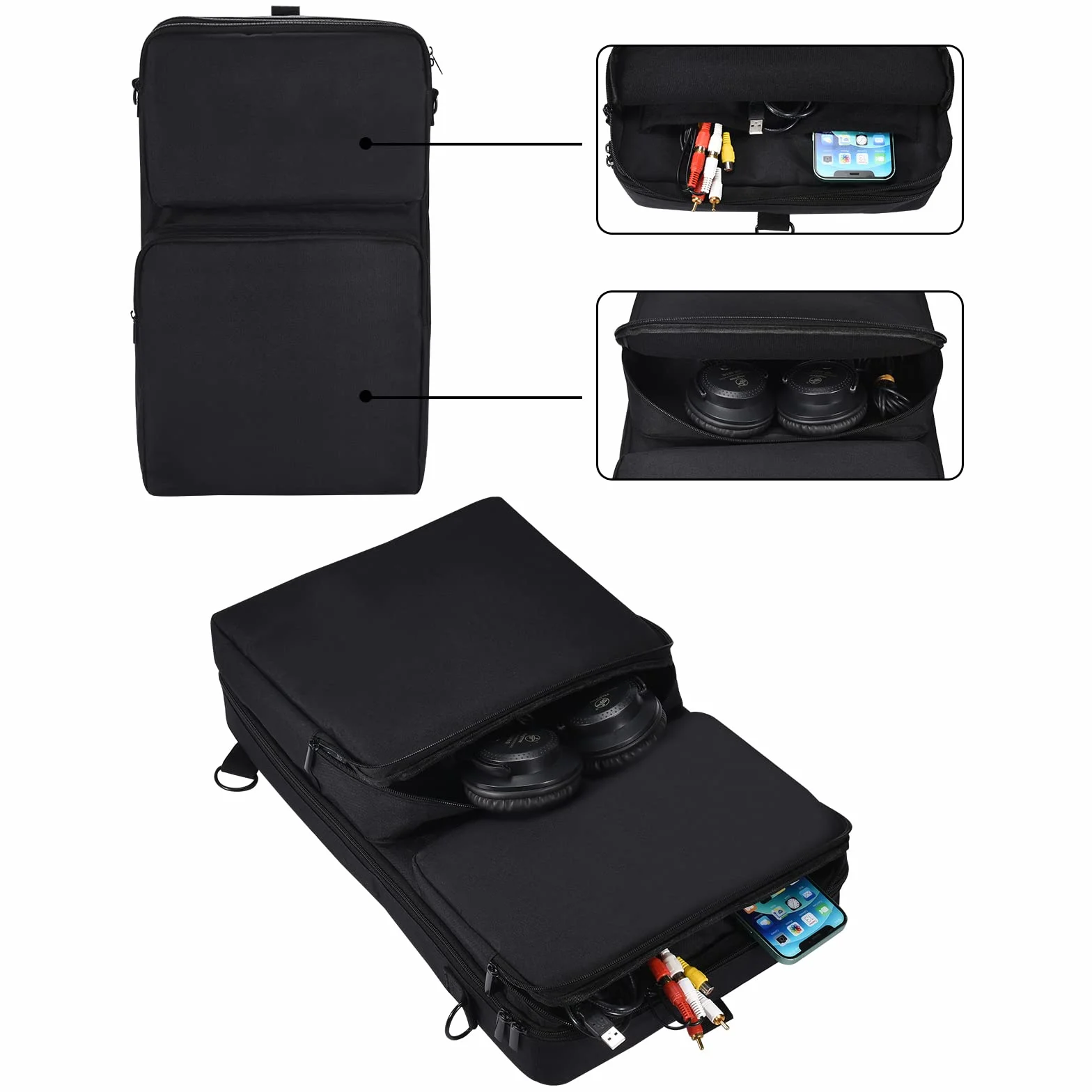 Bolsa Protectora de Viaje para Pioneer DJ DDJ-FLX4/DDJ-400/DDJ-SB3 o Roland DJ-202 DJ, Funda de Transporte con Almacenamiento de Accesorios y Correa de Hombro Ajustable