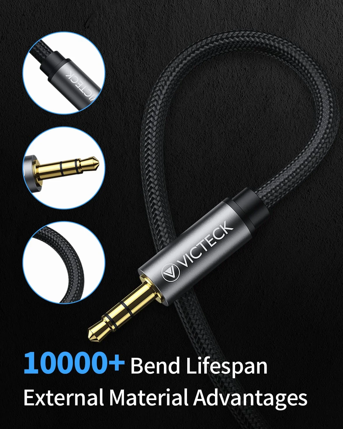 Cable Audio alargador extensión 5M, Nylon Trenzado Jack Audio Estéreo 3,5 mm Macho a Hembra Compatible with Coche Altavoces Auriculares iPhone iPad iPod Samsung MP3 Player (5M)