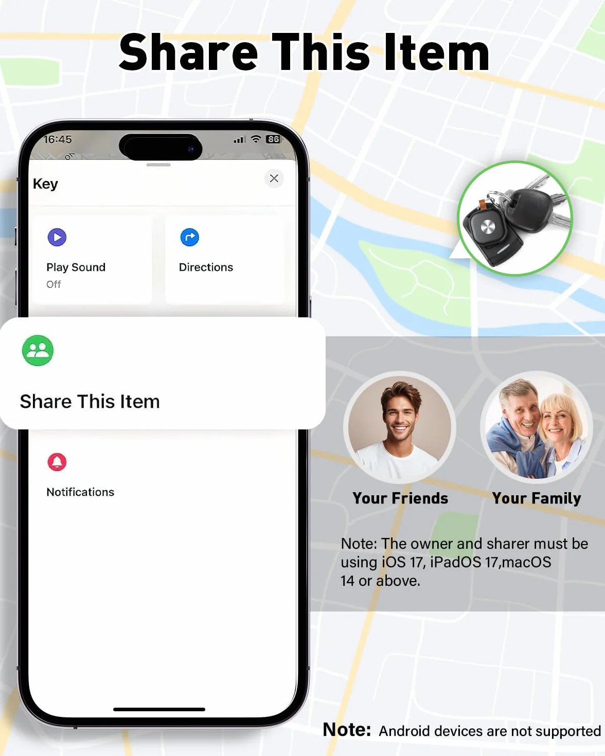 Smart Tracker Tag 4 Pack, Air Localizador Llaves Tag Bluetooth Funciona con Apple Buscar(Sólo iOS), Buscador de Llaves, Billetera y Equipaje, Batería Reemplazable (Negro)