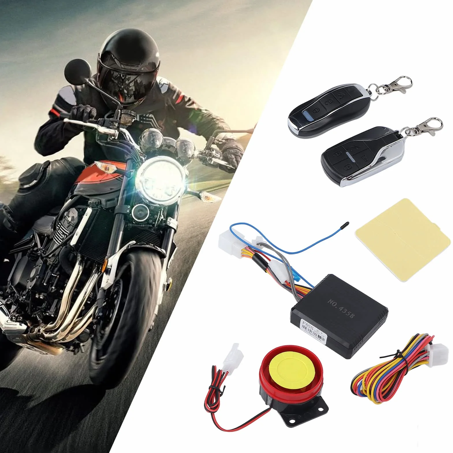 Sistema de Alarma antirrobo para Motocicleta, Kit de Sistema de Alarma antirrobo Universal para Motocicleta de 12 V con Control Remoto unidireccional Impermeable para Moto Scooter
