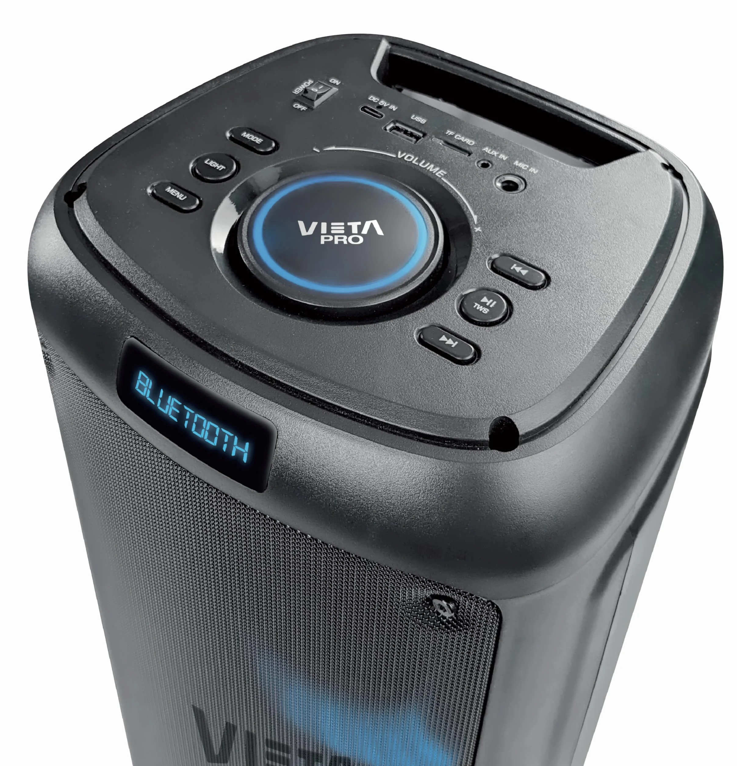 Vieta Pro | Altavoces Autoamplificados Bluetooth de 100W con Reproductor USB, Radio FM, Luces LED, Entrada de Micro y AUX-IN con batería de 9h | Altavoz Speaker Grande Party 2 para Fiestas y Karaoke