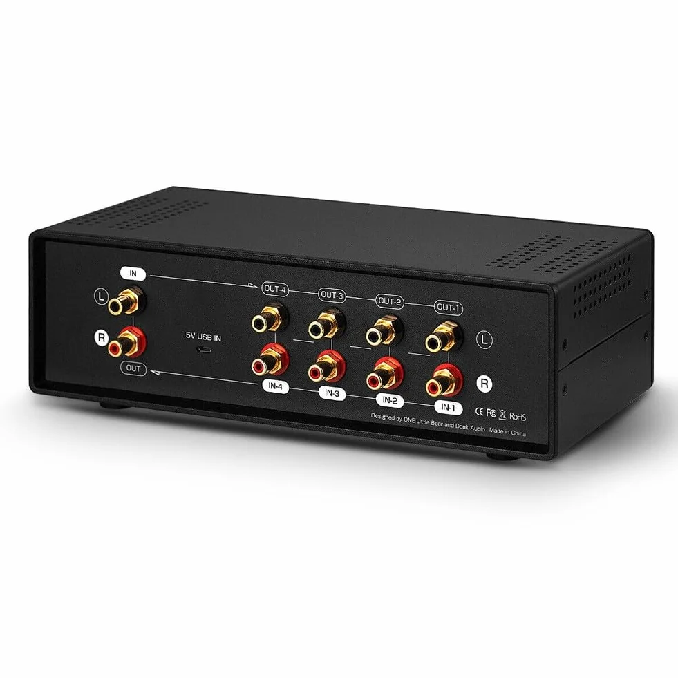 Analógico para medidor dual VU con micrófono de entrada y divisor de audio estéreo, caja de conmutación para oficina en casa, estudio, retroiluminación amarilla/azul