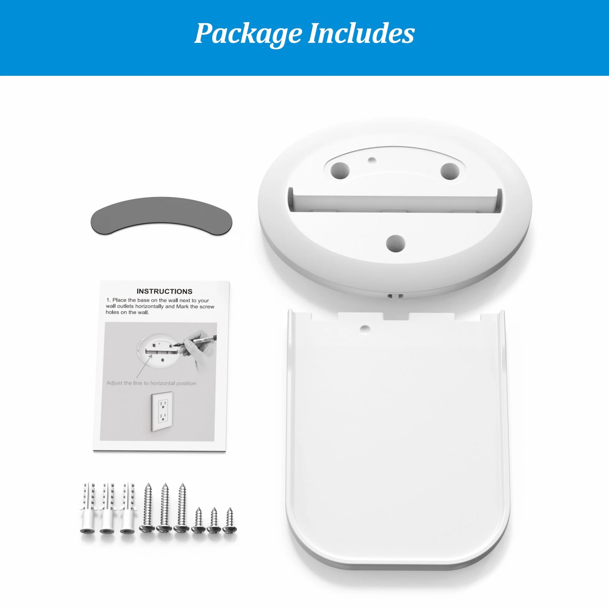 PlusAcc Soporte de Pared para Show 8 (última generación 2025) & Show 11 y Nest WiFi - Solución Que Ahorra Espacio para Todos los Altavoces de hasta 7 kg (Blanco, Lote de 1)