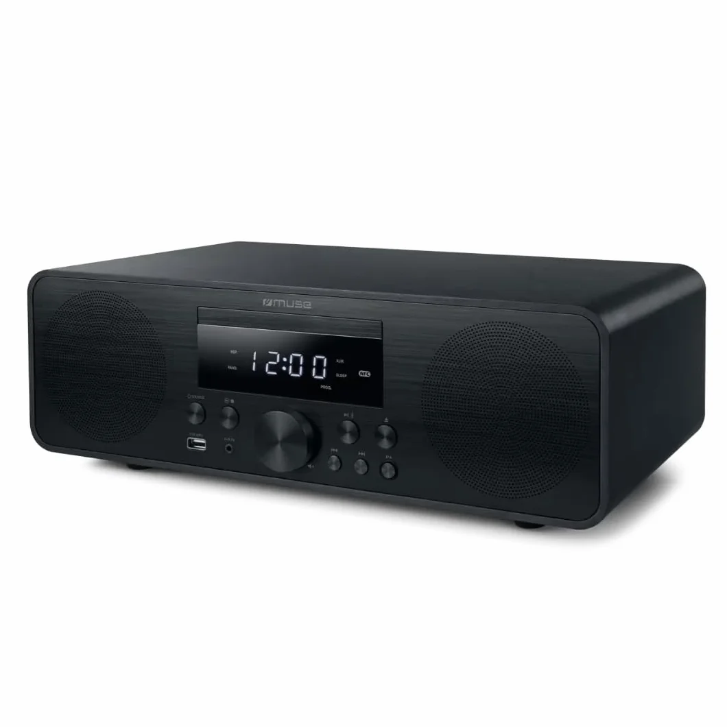 Muse M-880 FBC - Microsistema Bluetooth con CD, FM y USB, diseño de Madera con NFC y función Despertador. Radio FM PLL con 30 emisoras memorizables. Potencia de salída 80W.
