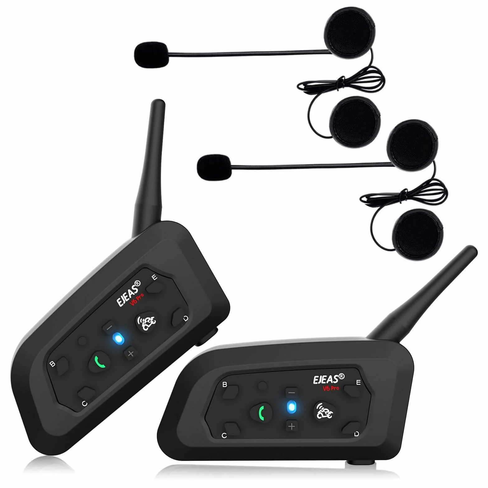 Ejeas V6Pro Intercomunicador Casco Moto Bluetooth 1200m Impermeable 6 Motociclistas