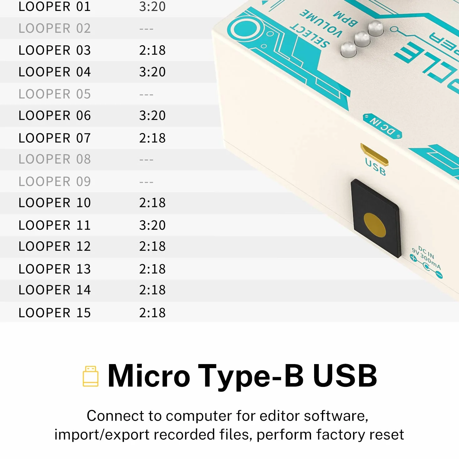 Donner Circle Looper Pedal de Efecto de Guitarra con Barra de Progreso de Tiempo Pantalla Drum Machine