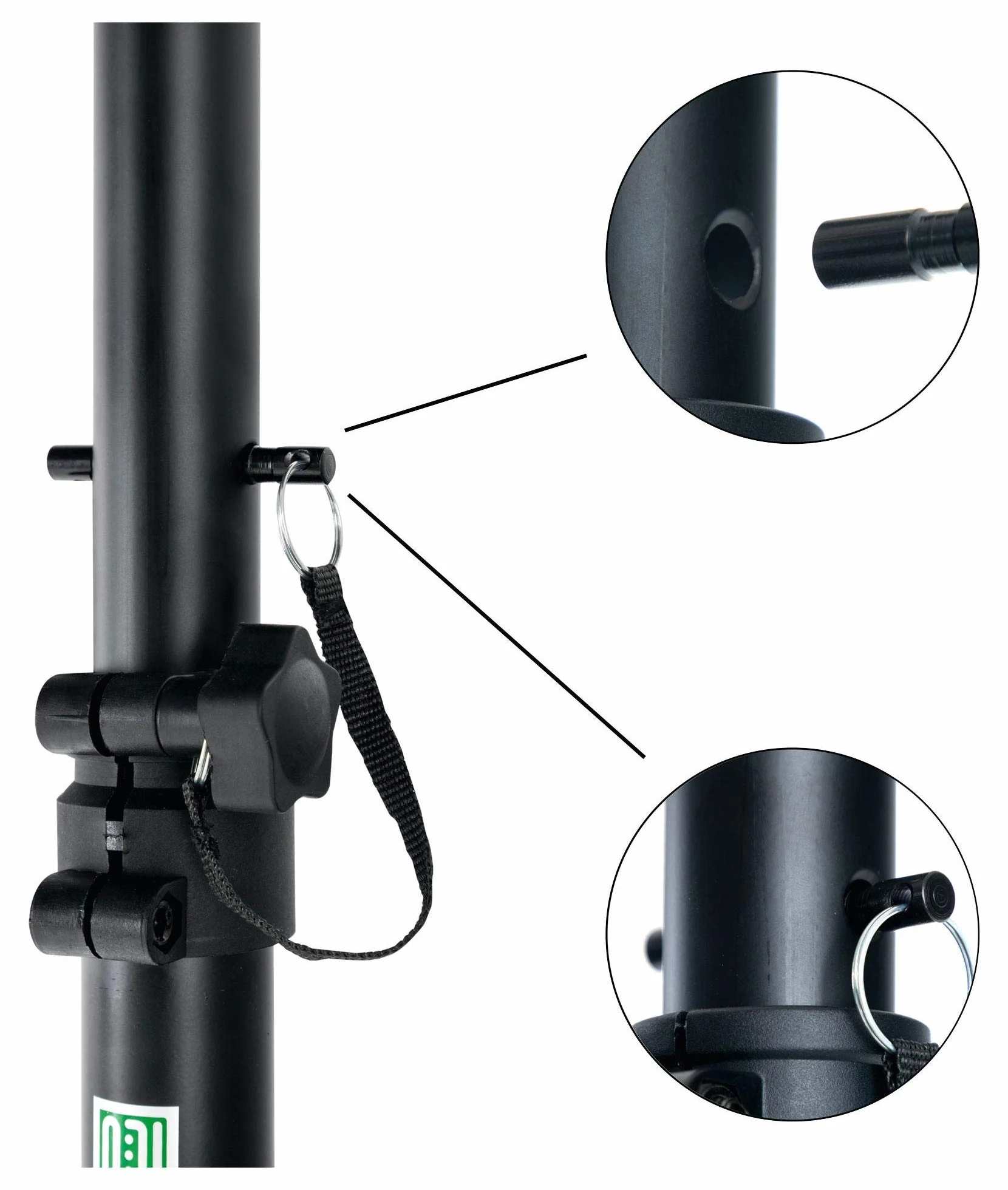 Pronomic Juego de 2 Soportes Plegables SLS-20 para Monitores de Estudio - Patas Plegables - Altura Ajustable de 75 cm a 130 cm - Superficie con Tiras de Cierre de Contacto - Negro