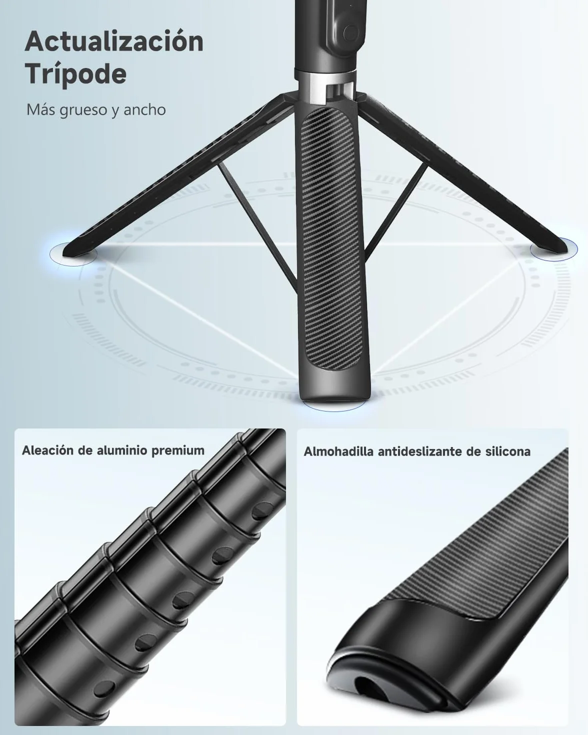 180cm Tripode para Movil & Palo Selfie - Tripode Movil Extensible Portátil con Mando Inalámbrico, Compatible con iPhone/Samsung/GoPro/Cámaras