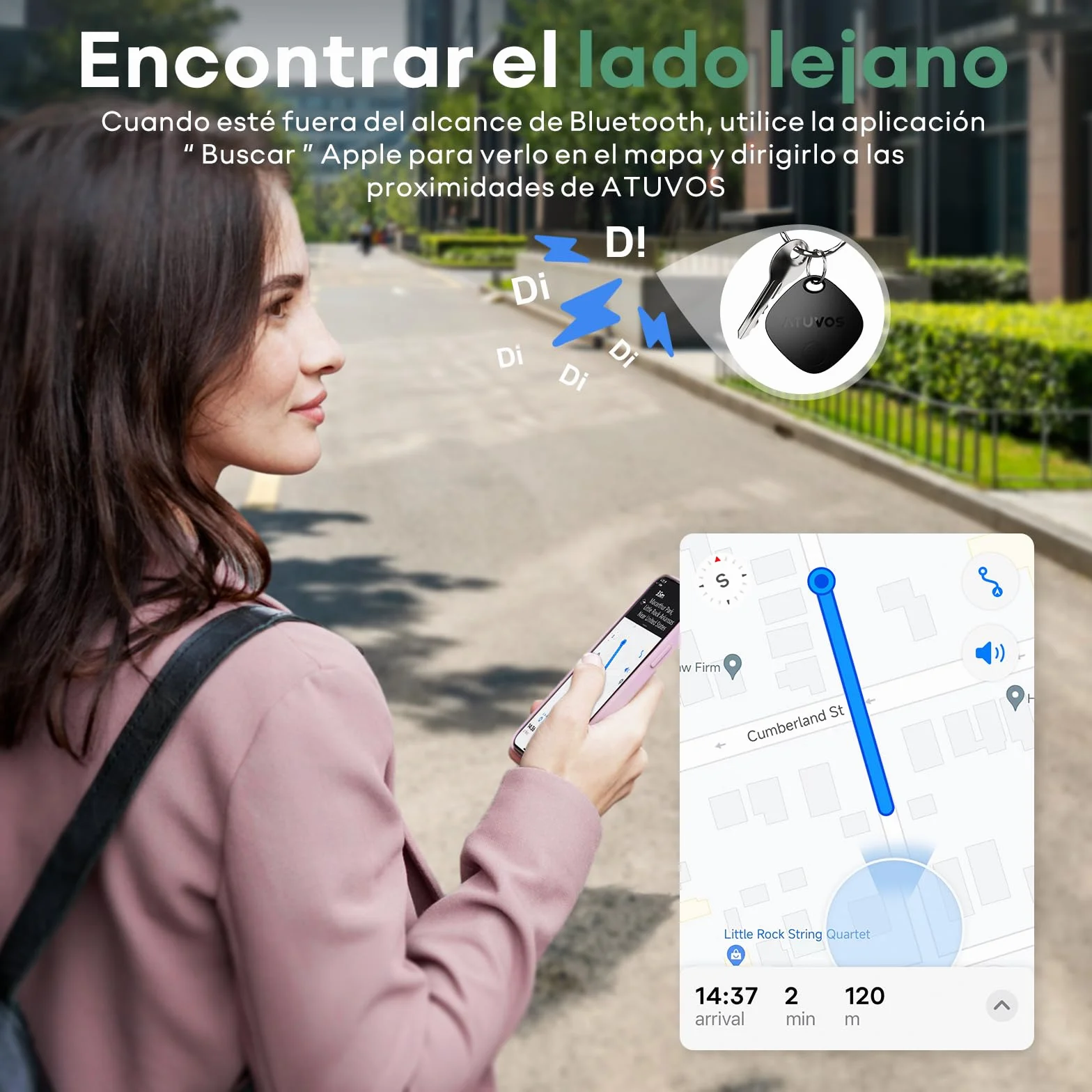 ATUVOS Air Tag Smart Tracker 4 Pack Negro, Buscador de Objetos Bluetooth, Localizador para Llaves, Maletas, Batería Reemplazable