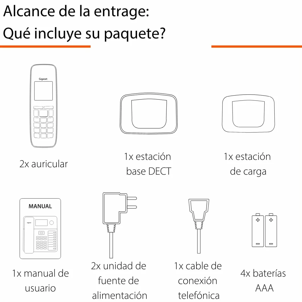 Gigaset E275 Duo 2 Teléfonos DECT Inalámbrico Pantalla Gráfica Blanco y Negro Iluminada Negro