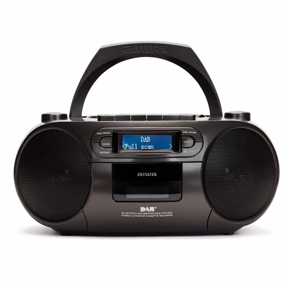 Aiwa BBTC-660DAB/BK Radio Cassette Portátil con CD Bluetooth USB Grabador Cassettes RDS FM PLL DAB+ Negro