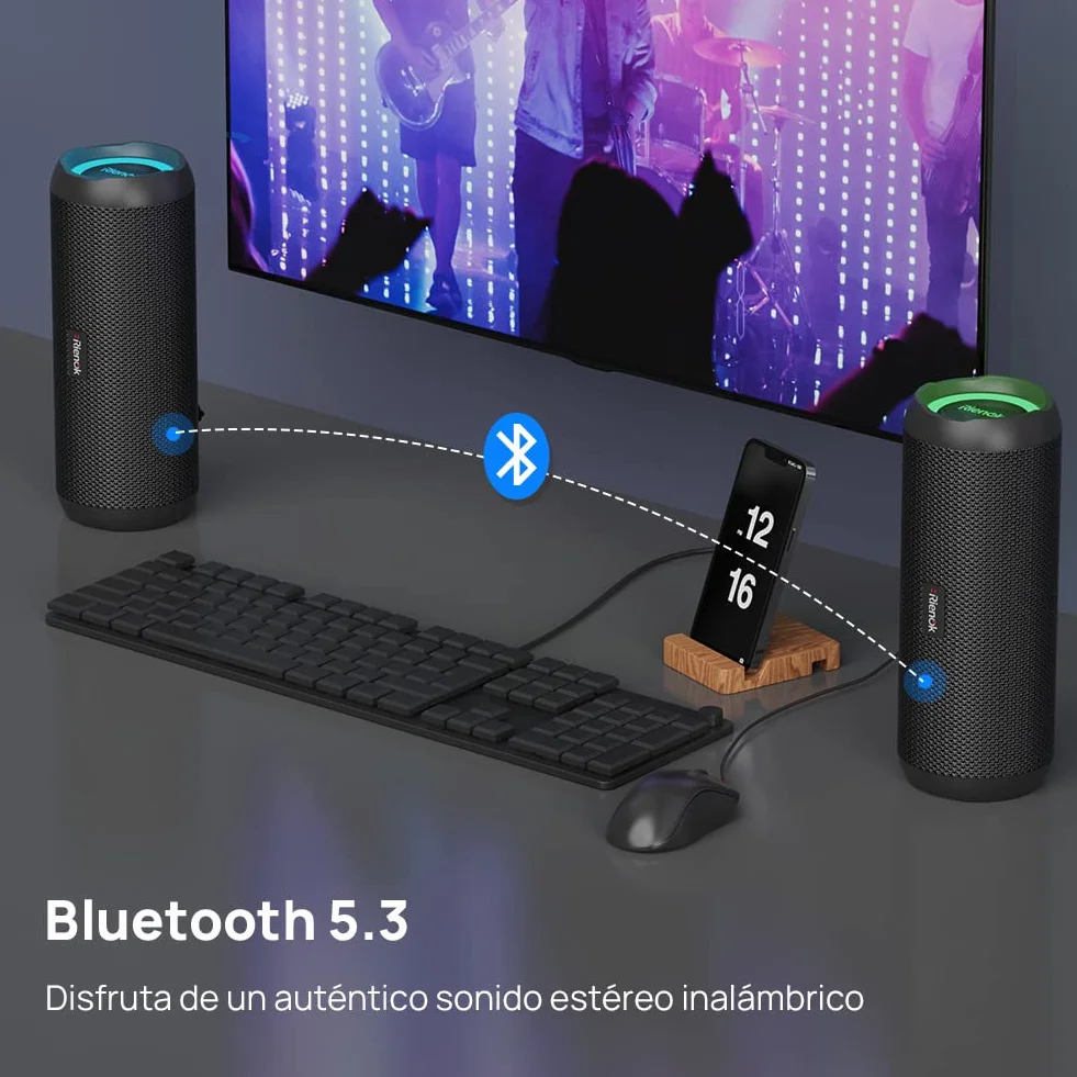 Altavoz Bluetooth 5.3 30W Inalámbrico Portátil Impermeable IPX7 Estéreo
