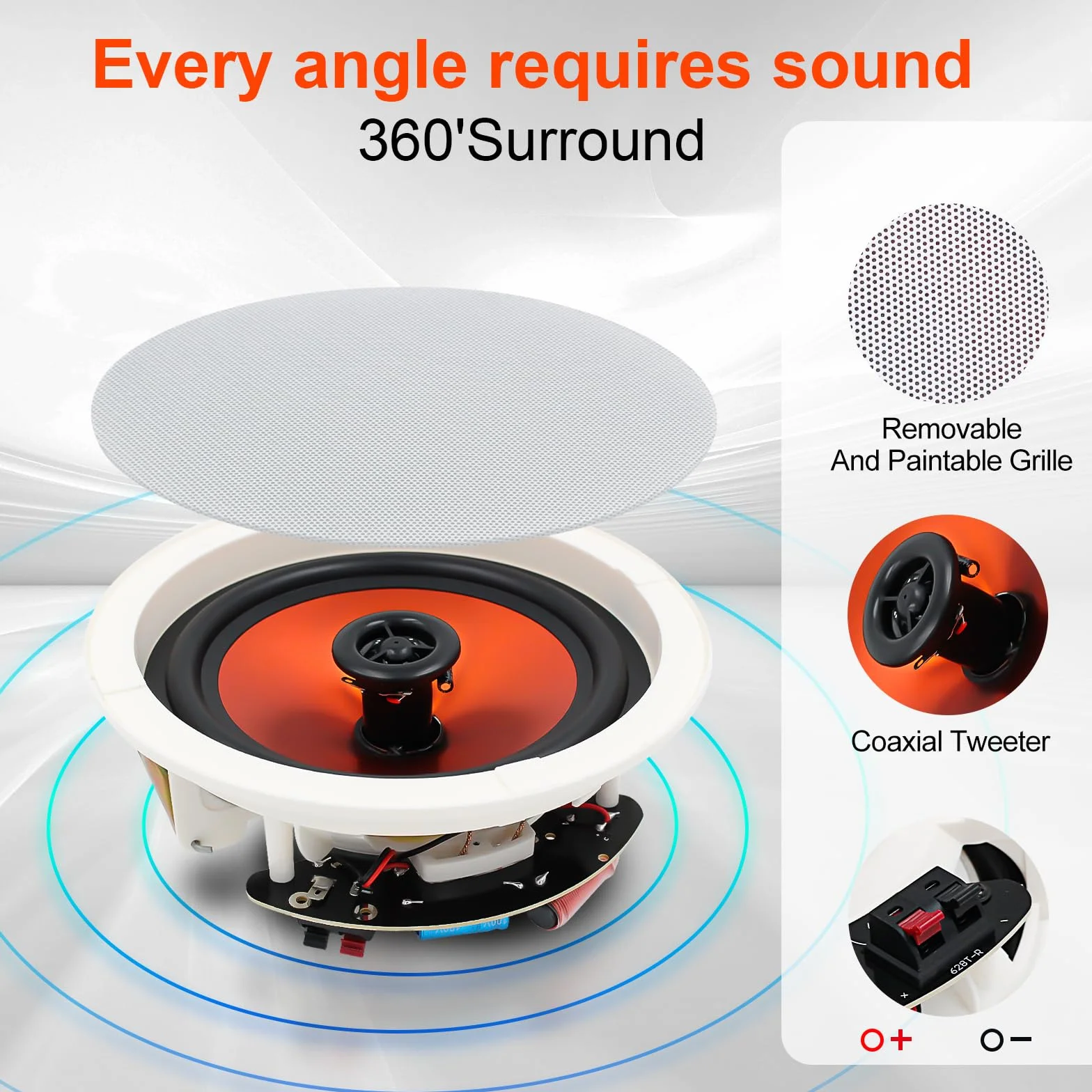 Herdio Altavoces de Techo 8 Pulgadas 800W Montaje Empotrado Sonido Nítido para Cine en Casa (2 Unidades)