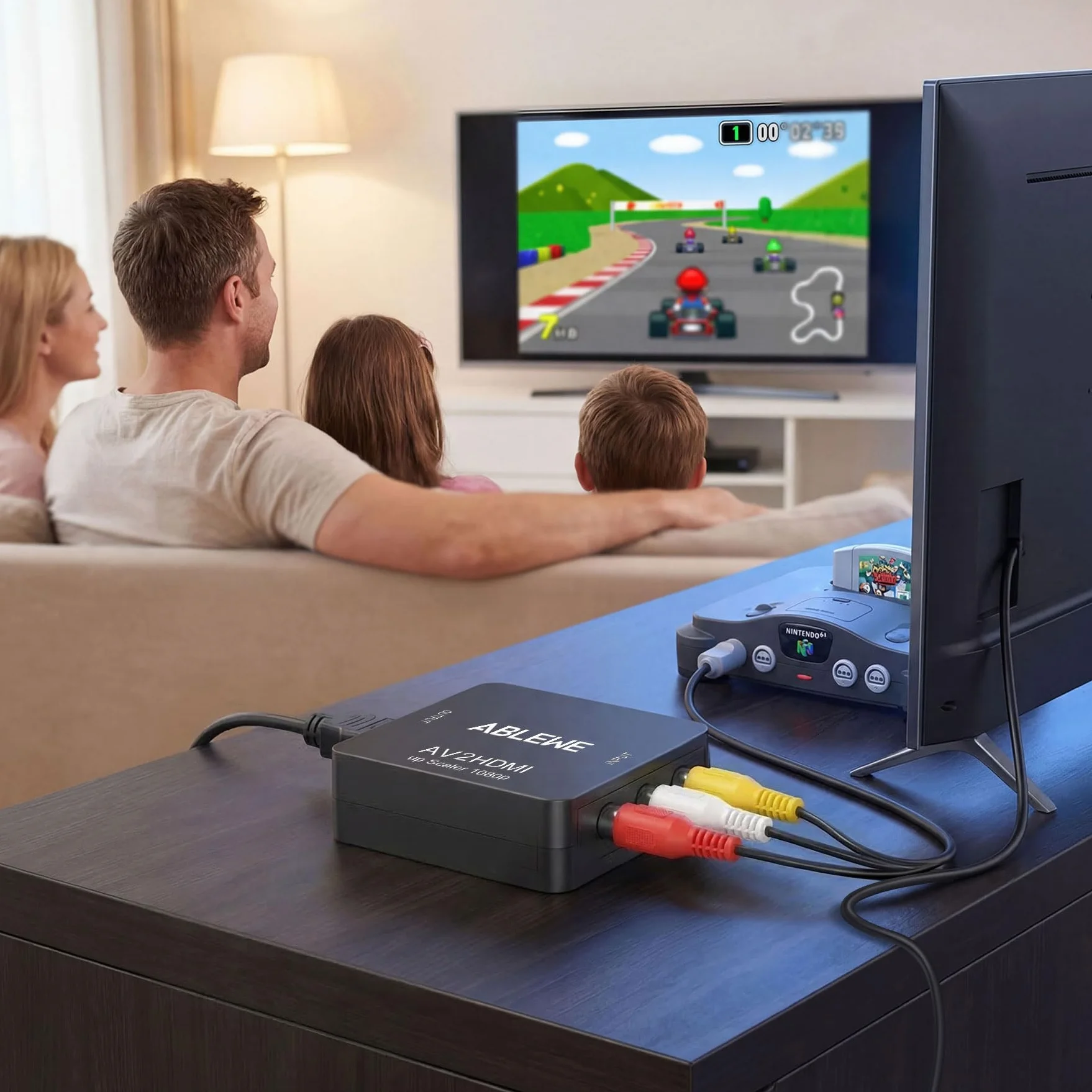 ABLEWE RCA a HDMI Adaptador,AV a HDMI Convertidor, 1080P Mini AV Composite CVBS Video Video Audio Converter Adapter Soporte PAL/NTSC para PC/Laptop/Xbox / PS4 / PS3 / TV/STB/VCR Cámara DVD
