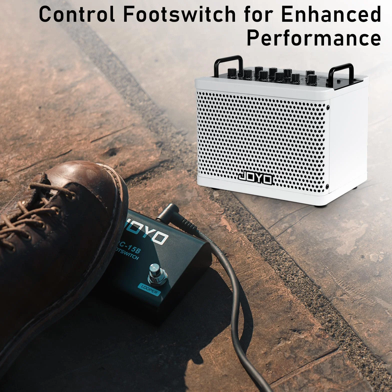 JOYO Combo de amplificador de graves portátil de 15 W | 9 modelos de amplificador + 6 modulaciones FX + Looper y máquina de tambor | Batería recargable | Modelado digital | para práctica de bajista