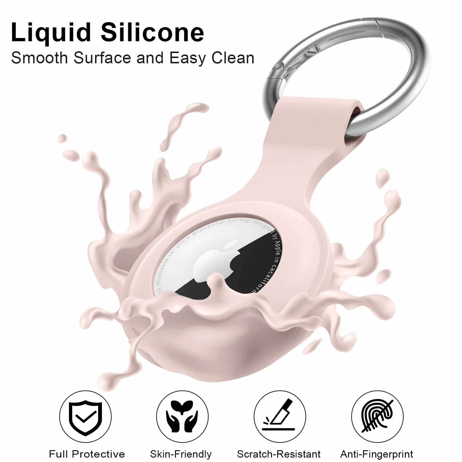Meliya Funda para AirTag Llavero 2 Piezas Protectora de Silicona Anti-Perdida Violeta Rosa