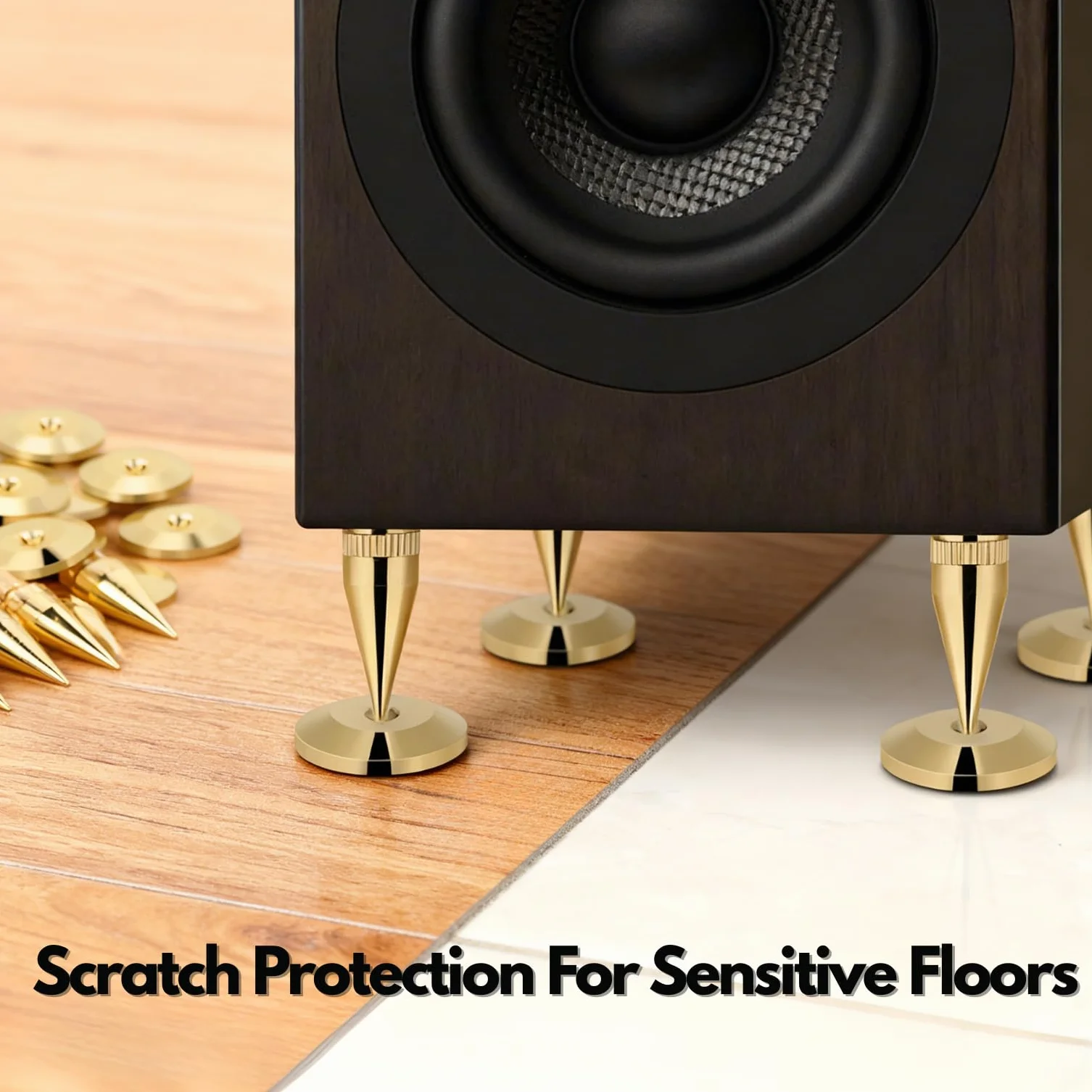 8 Pares Picos de Aislamiento, Cobre de Altavoz Spike Stand, Parlantes Soporte de Aislamiento de Altavoces y Alfombrillas, para Dispositivos de Amplificador de Audio CD, Subwoofer Amplificador