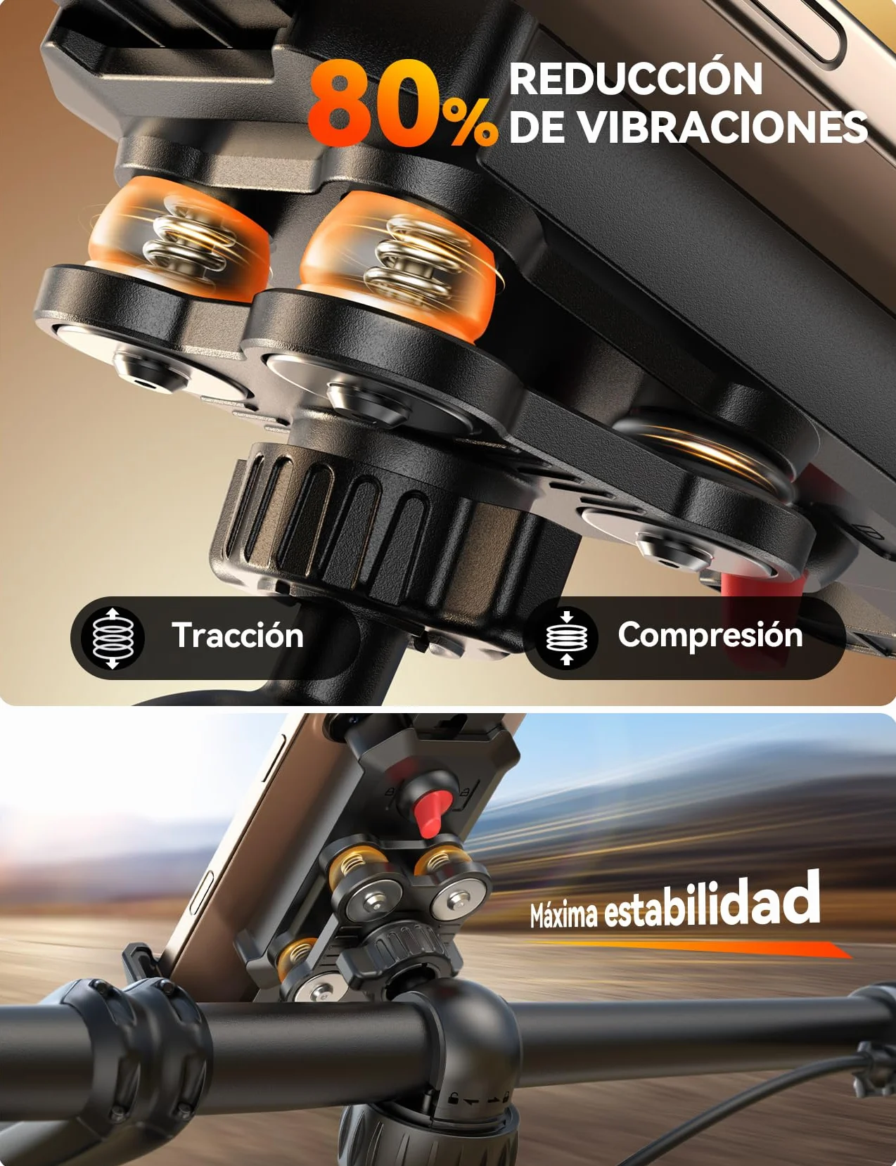 JOYROOM Universal Soporte Movil Moto Bicicleta Anti-Vibración para iPhone 17/16/15/14 Pro MAX Samsung S25/S24 Ultra Smartphones 4,7"-7"